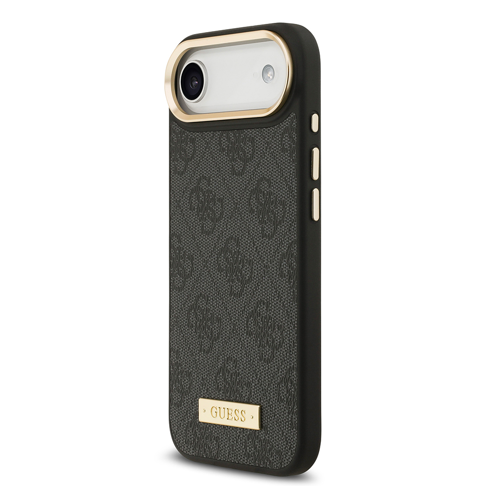 Apple iPhone 17 Air Case Guess Original Licensed M-safe Charging Feature 4G Patterned PU Metal Plate Classic Logo Cover - 11