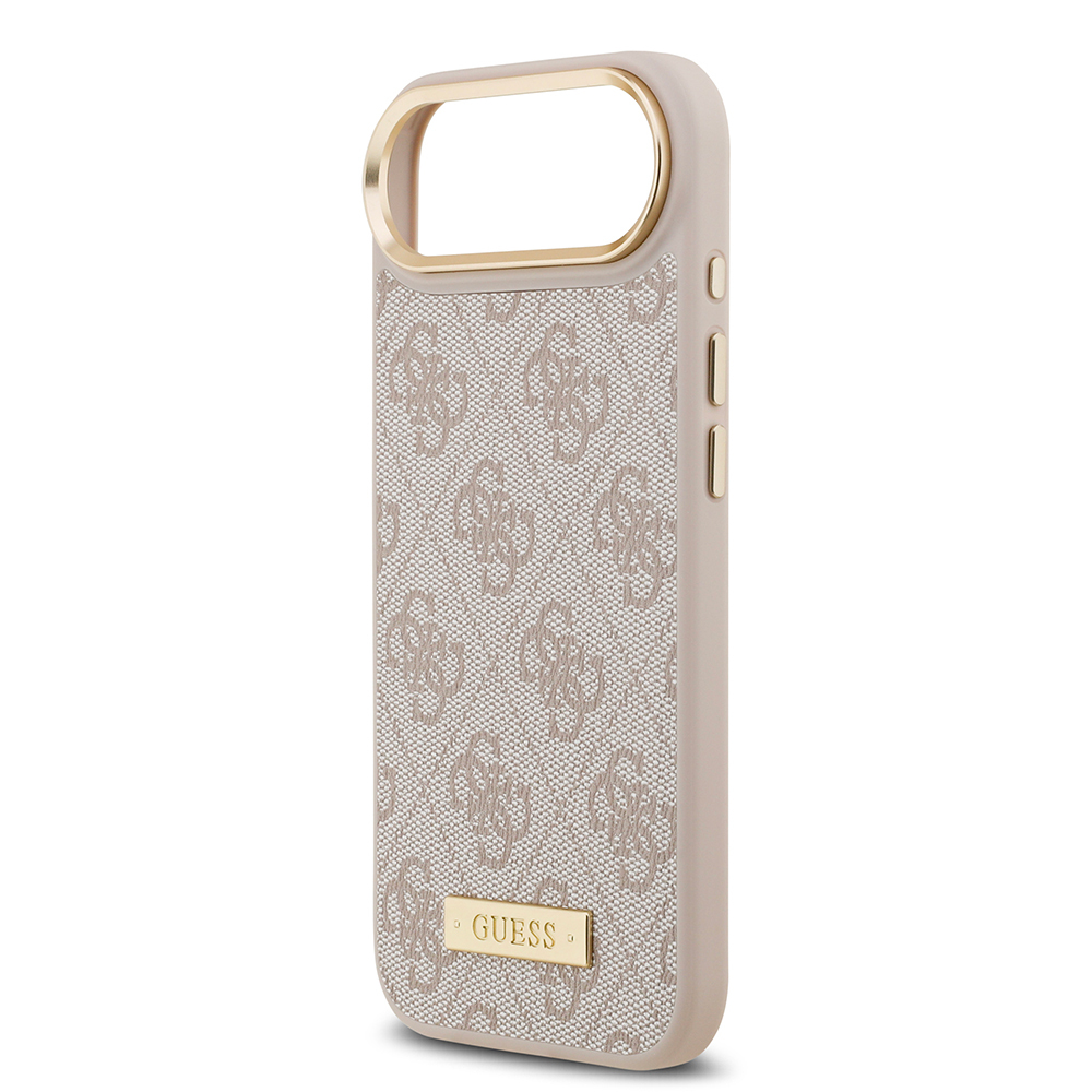 Apple iPhone 17 Air Case Guess Original Licensed M-safe Charging Feature 4G Patterned PU Metal Plate Classic Logo Cover - 21