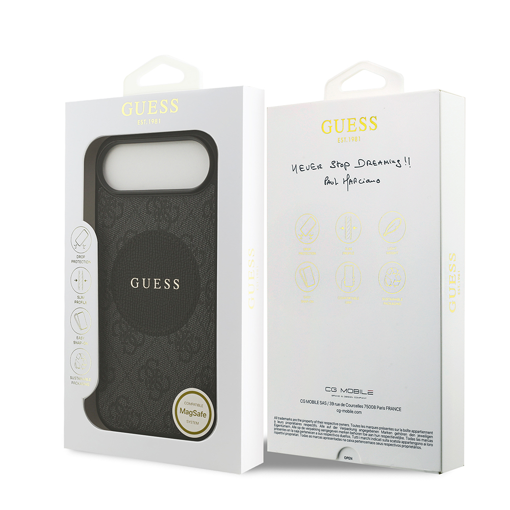 Apple iPhone 17 Air Case Guess Original Licensed M-safe Charging Feature Circle Classic Cover Text Logo - 24