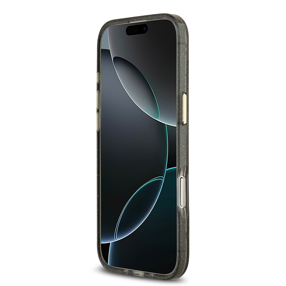 Apple iPhone 17 Air Case Guess Original Licensed M-safe Charging Feature Glittery Flower Patterned Metal Camera Frame Triangle Logo Cover - 27