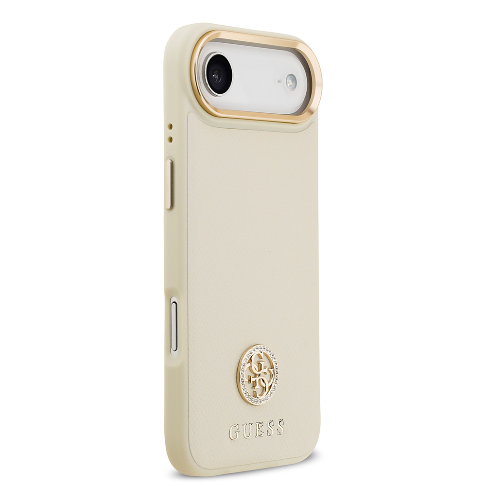 Apple iPhone 17 Air Case Guess Original Licensed M-Safe Charging Feature Grained Text and Stone 4G Logo Cover - 7