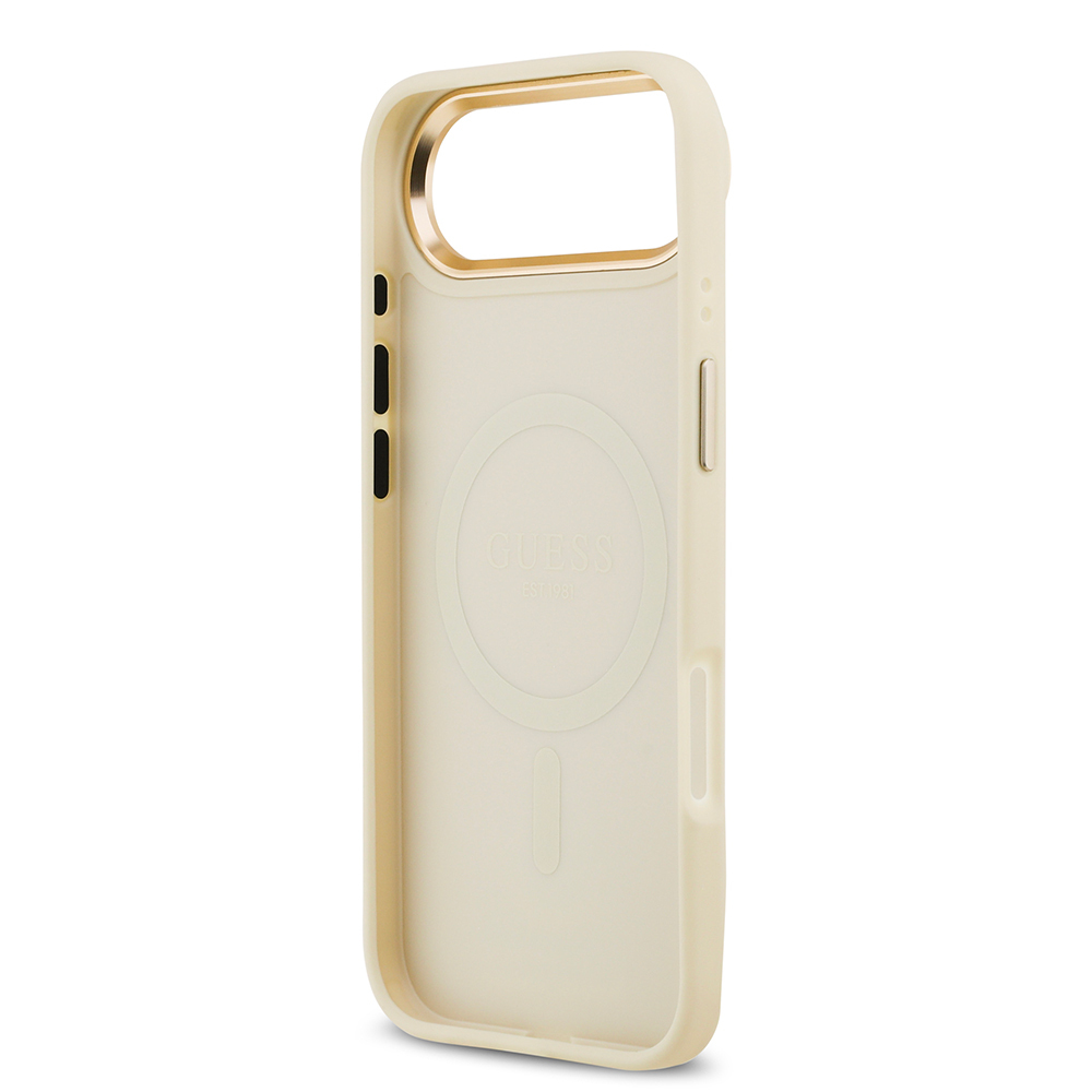 Apple iPhone 17 Air Case Guess Original Licensed M-Safe Charging Feature Grained Text and Stone 4G Logo Cover - 10