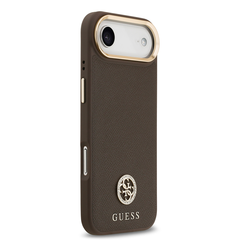 Apple iPhone 17 Air Case Guess Original Licensed M-Safe Charging Feature Grained Text and Stone 4G Logo Cover - 21