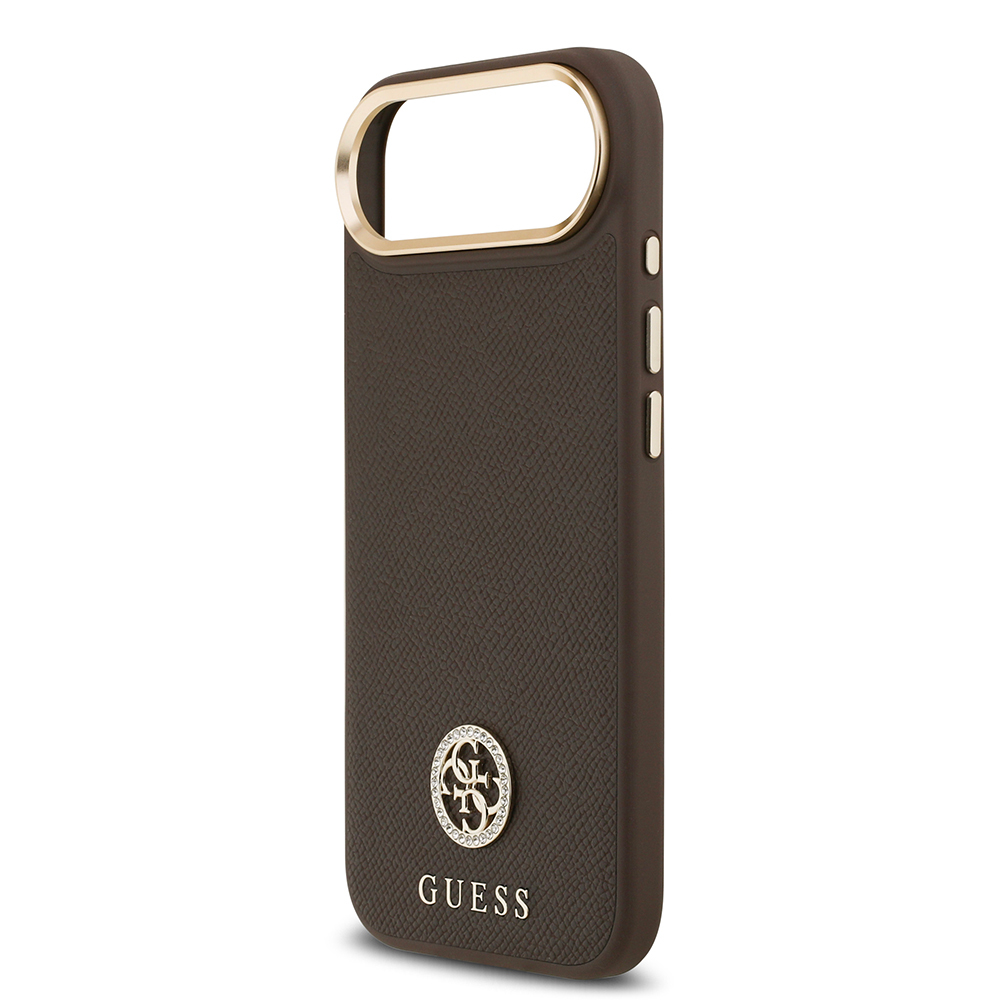 Apple iPhone 17 Air Case Guess Original Licensed M-Safe Charging Feature Grained Text and Stone 4G Logo Cover - 23