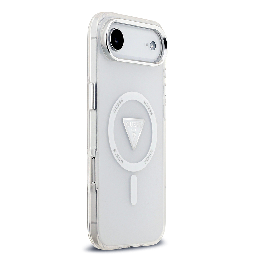 Apple iPhone 17 Air Case Guess Original Licensed M-Safe Charging Feature IML Printed Triangle Logo Metal Camera Frame Cover - 5