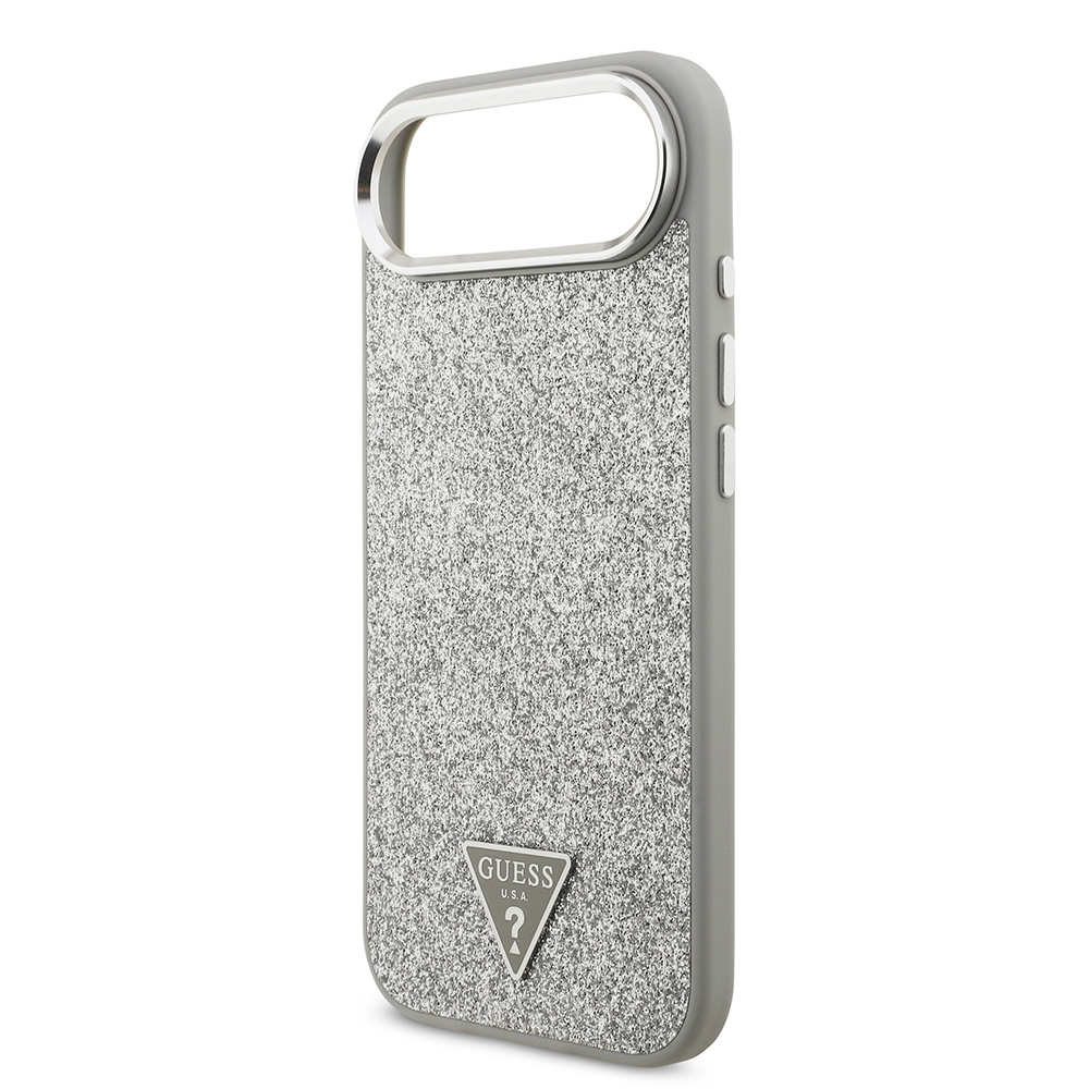Apple iPhone 17 Air Case Guess Original Licensed M-Safe Charging Feature Metal Camera Frame Triangle Logo Glitter Cover - 10