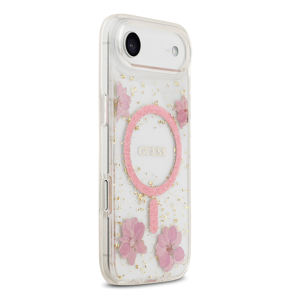 Apple iPhone 17 Air Case Guess Original Licensed M-safe Charging Transparent Resin Flowers Cover - 12