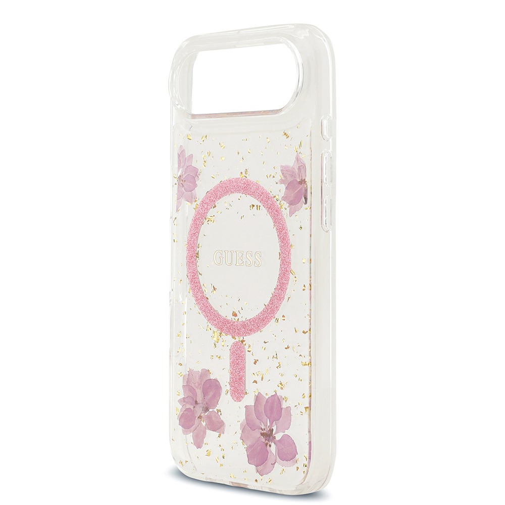 Apple iPhone 17 Air Case Guess Original Licensed M-safe Charging Transparent Resin Flowers Cover - 14