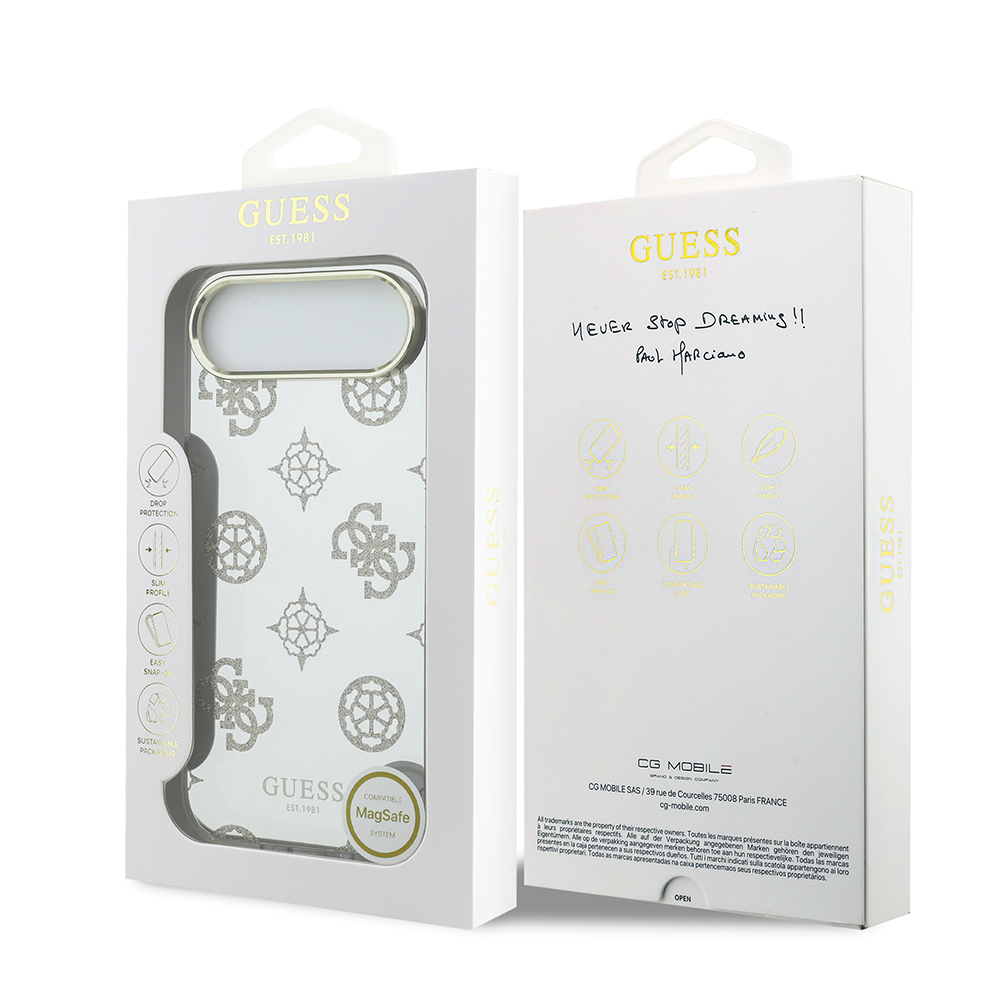 Apple iPhone 17 Air Case Guess Original Licensed Metal Camera Frame Glitter Mirror Cover - 17