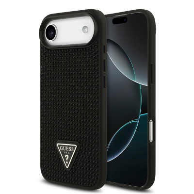 Apple iPhone 17 Air Case Guess Original Licensed Stone Back Triangle Logo Cover Black