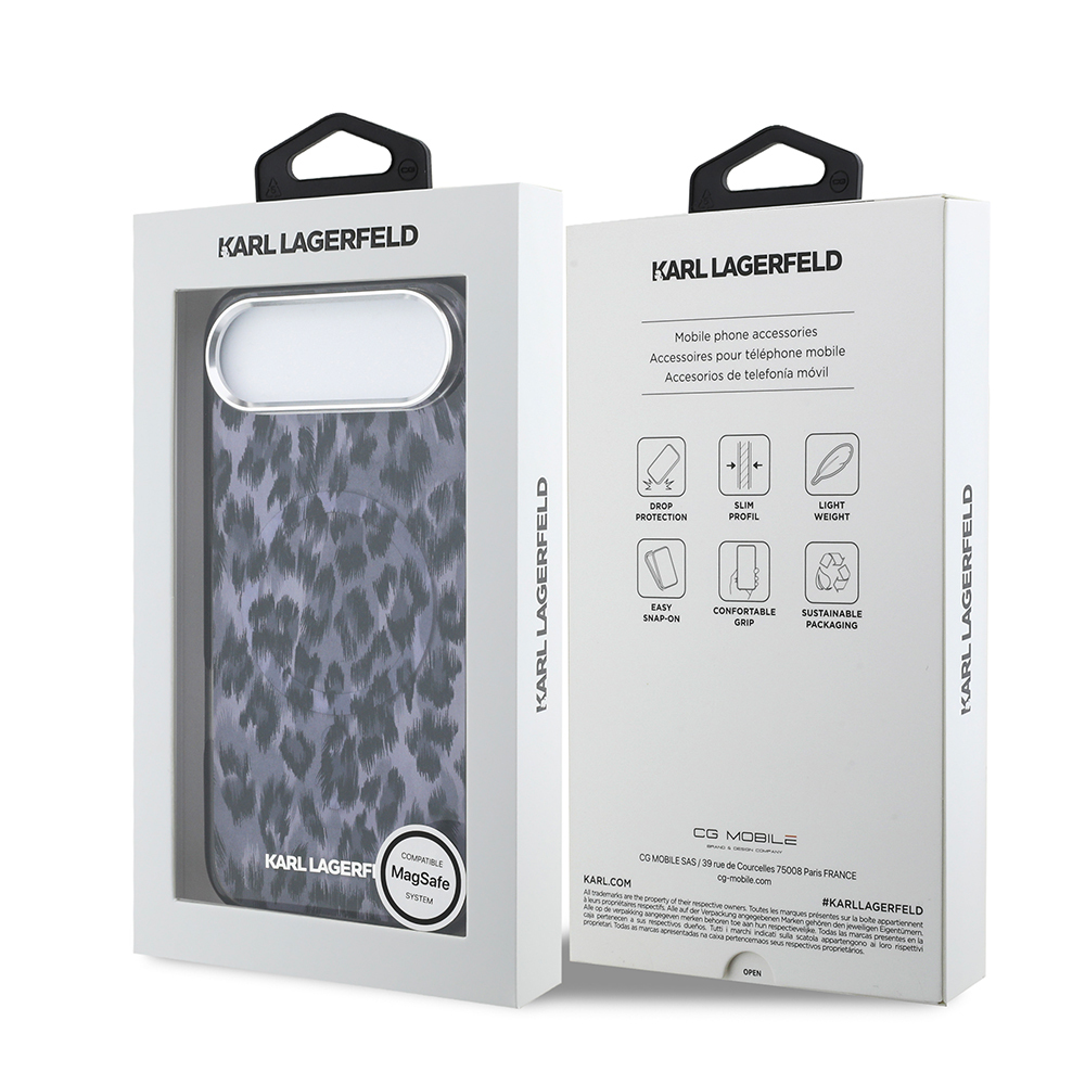 Apple iPhone 17 Air Case Karl Lagerfeld Original Licensed M-Safe Charging Feature IML Leopard Print Cover - 9