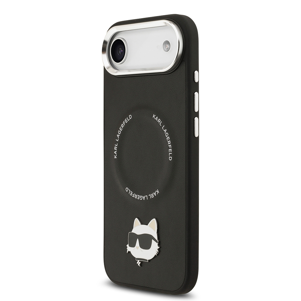 Apple iPhone 17 Air Case Karl Lagerfeld Original Licensed M-Safe Charging Feature Metal Camera and Button Design Choupette PU Leather Cover - 3