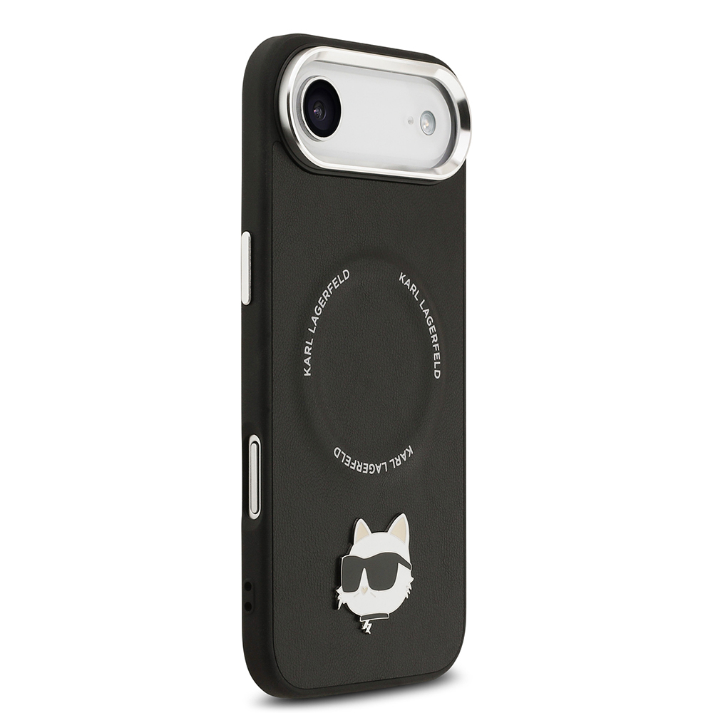 Apple iPhone 17 Air Case Karl Lagerfeld Original Licensed M-Safe Charging Feature Metal Camera and Button Design Choupette PU Leather Cover - 5