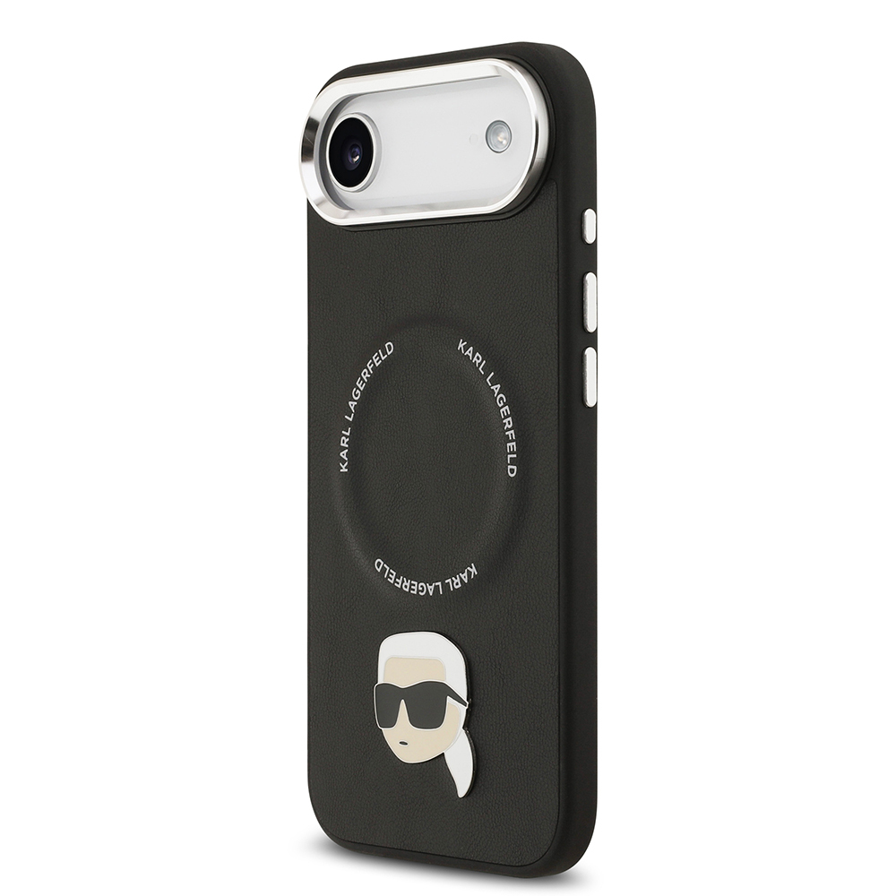 Apple iPhone 17 Air Case Karl Lagerfeld Original Licensed M-Safe Charging Feature Metal Camera and Button Design Karl PU Leather Cover - 3