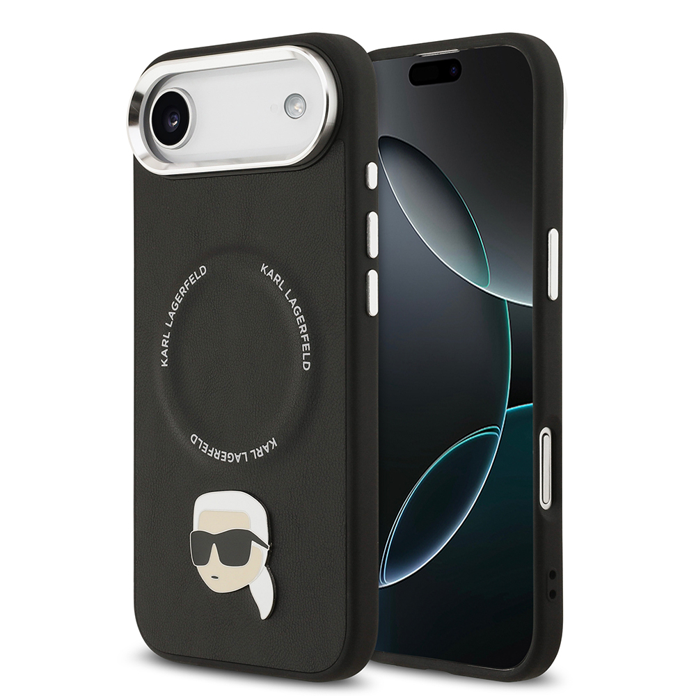 Apple iPhone 17 Air Case Karl Lagerfeld Original Licensed M-Safe Charging Feature Metal Camera and Button Design Karl PU Leather Cover - 2