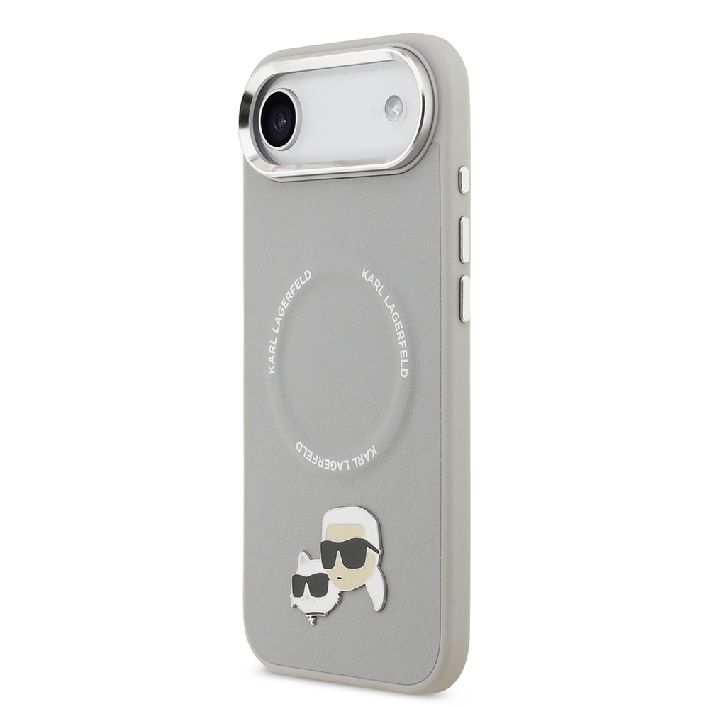 Apple iPhone 17 Air Case Karl Lagerfeld Original Licensed M-Safe Charging Feature Metal Camera and Button Design K&C PU Leather Cover - 5