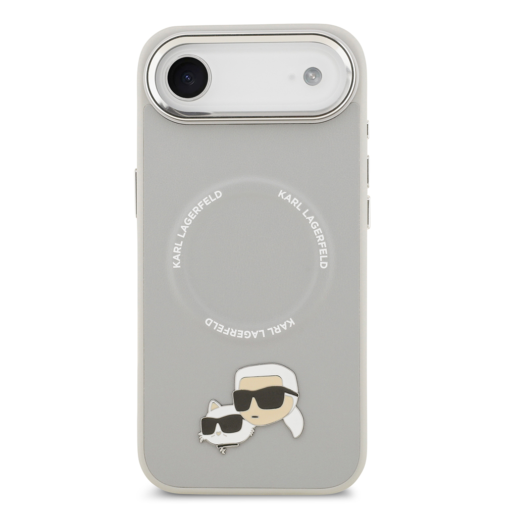 Apple iPhone 17 Air Case Karl Lagerfeld Original Licensed M-Safe Charging Feature Metal Camera and Button Design K&C PU Leather Cover - 6