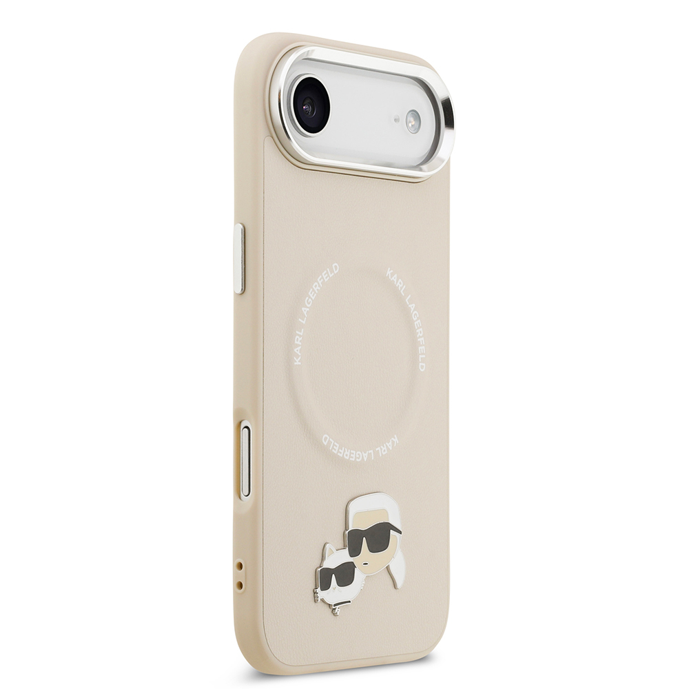 Apple iPhone 17 Air Case Karl Lagerfeld Original Licensed M-Safe Charging Feature Metal Camera and Button Design K&C PU Leather Cover - 13