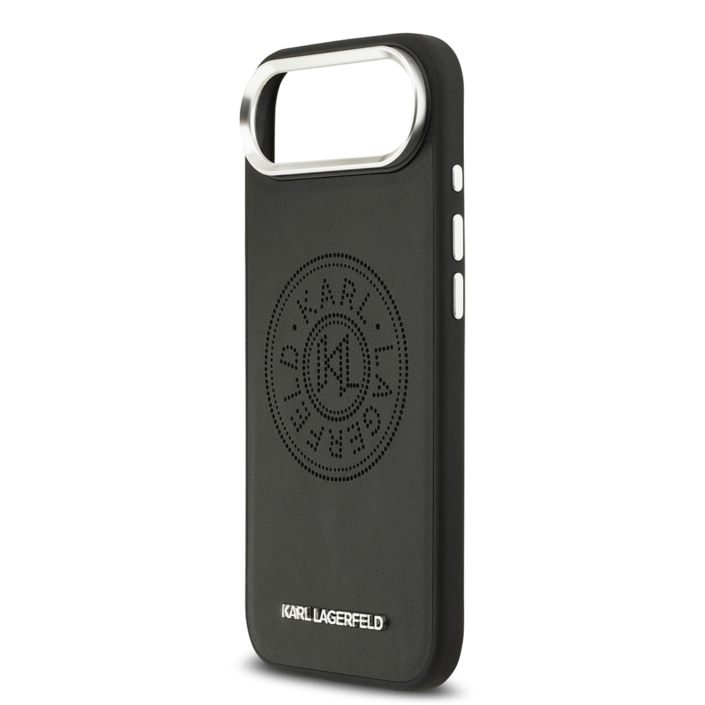 Apple iPhone 17 Air Case Karl Lagerfeld Original Licensed M-safe Charging Feature Perforated Design Metal Logo PU Leather Cover - 7