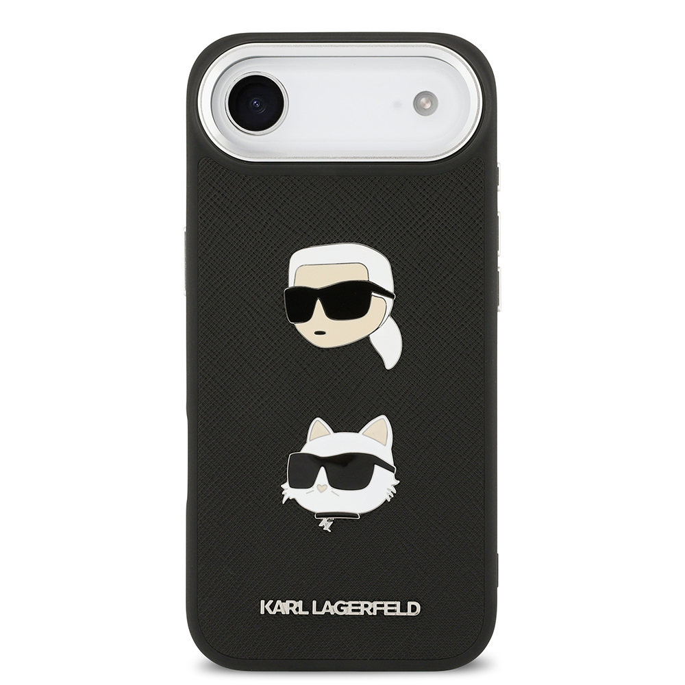 Apple iPhone 17 Air Case Karl Lagerfeld Original Licensed Metal Logo K&C Heads Pin Cover - 5
