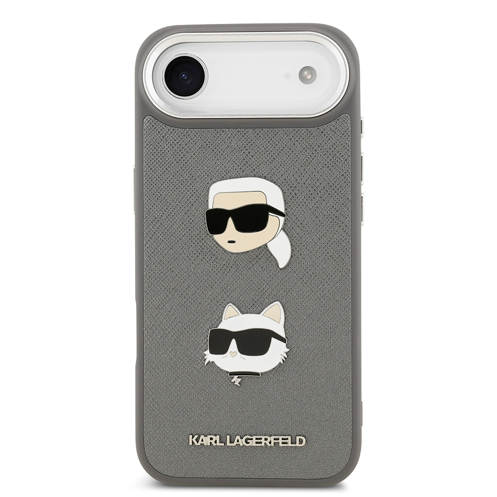 Apple iPhone 17 Air Case Karl Lagerfeld Original Licensed Metal Logo K&C Heads Pin Cover - 11
