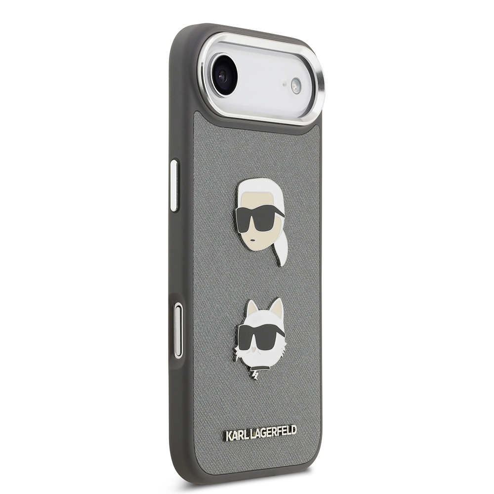 Apple iPhone 17 Air Case Karl Lagerfeld Original Licensed Metal Logo K&C Heads Pin Cover - 12