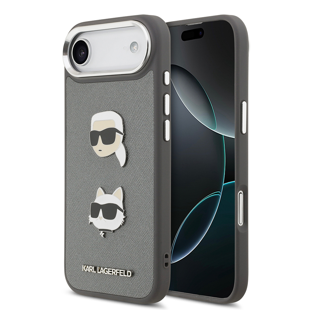 Apple iPhone 17 Air Case Karl Lagerfeld Original Licensed Metal Logo K&C Heads Pin Cover - 3