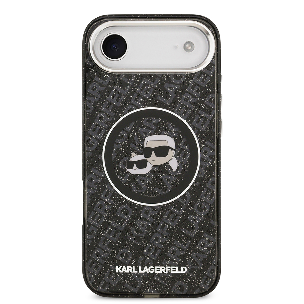 Apple iPhone 17 Air Case Karl Lagerfeld Original Licensed Shining Glittery Karl & Choupette Heads Cover - 12