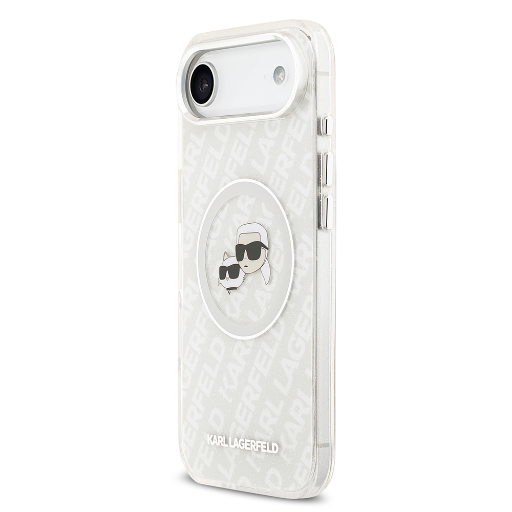 Apple iPhone 17 Air Case Karl Lagerfeld Original Licensed Shining Glittery Karl & Choupette Heads Cover - 17