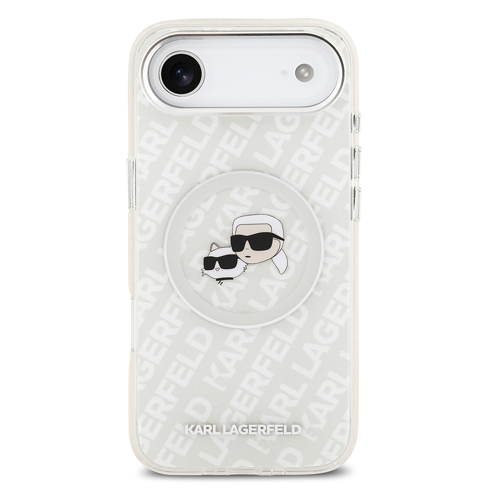 Apple iPhone 17 Air Case Karl Lagerfeld Original Licensed Shining Glittery Karl & Choupette Heads Cover - 18