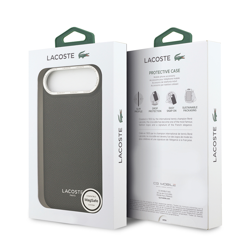 Apple iPhone 17 Air Case Lacoste Original Licensed M-Safe Charging Feature Champs Elysees PU Leather Design Cover - 11