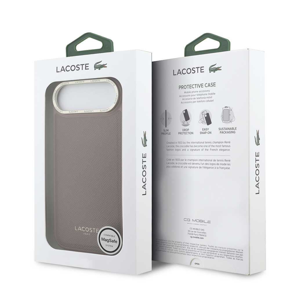 Apple iPhone 17 Air Case Lacoste Original Licensed M-Safe Charging Feature Champs Elysees PU Leather Design Cover - 25