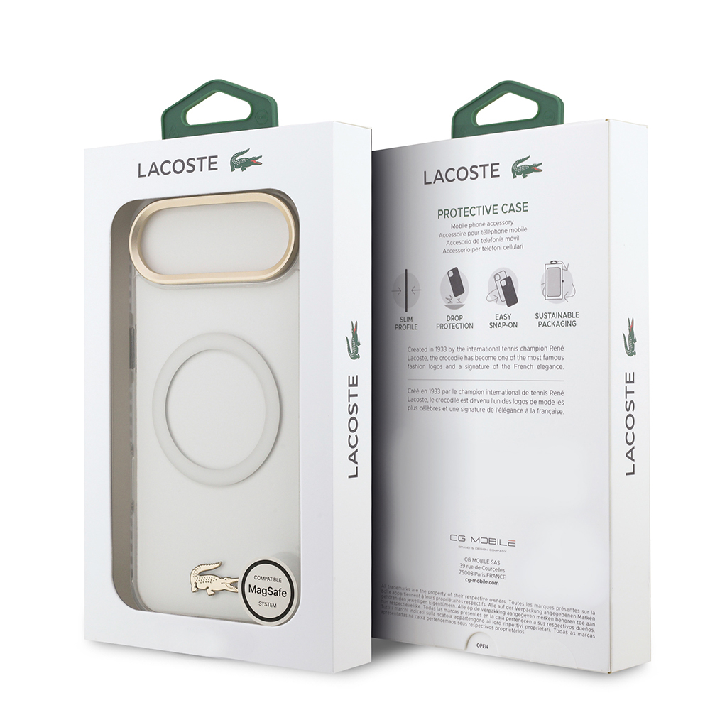 Apple iPhone 17 Air Case Lacoste Original Licensed M-Safe Charging Feature Gold Crocodile Logo Frosted Cover - 11