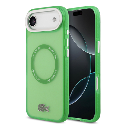 Apple iPhone 17 Air Case Lacoste Original Licensed M-Safe Charging Feature Iconic Crocodile Logo Frosted Cover Green