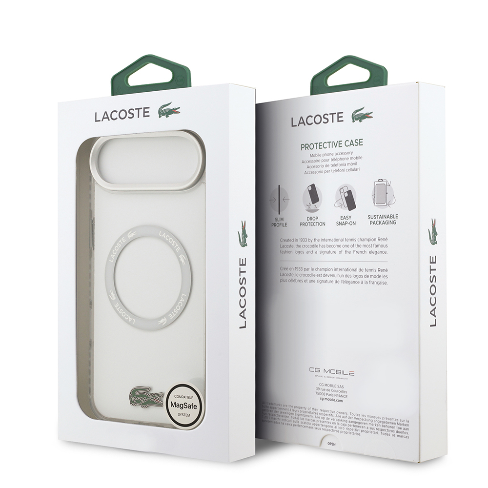 Apple iPhone 17 Air Case Lacoste Original Licensed M-Safe Charging Feature Iconic Crocodile Logo Frosted Cover - 25