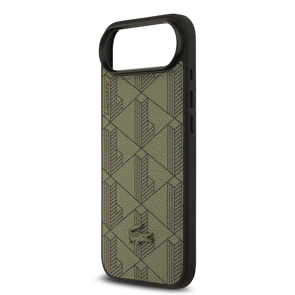 Apple iPhone 17 Air Case Lacoste Original Licensed M-Safe Charging Feature PU Leather Design Card Holder Mixed Monogram Pattern Cover - 7