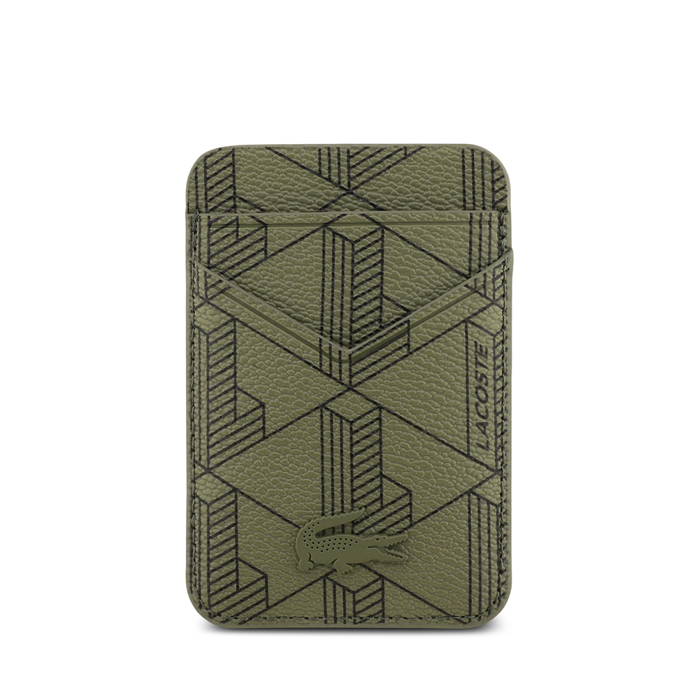 Apple iPhone 17 Air Case Lacoste Original Licensed M-Safe Charging Feature PU Leather Design Card Holder Mixed Monogram Pattern Cover - 10