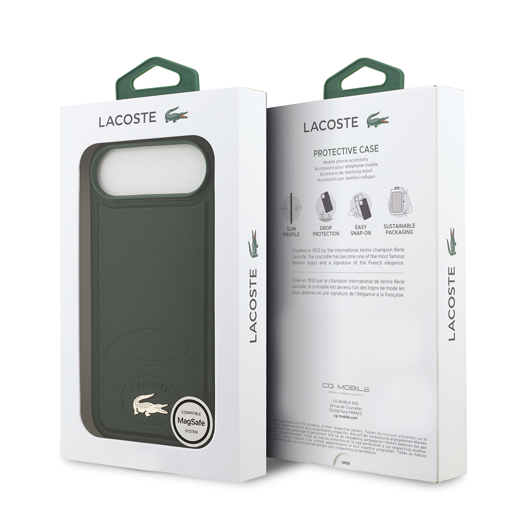 Apple iPhone 17 Air Case Lacoste Original Licensed M-Safe Charging Feature PU Leather Design Metal Logo Cover - 17
