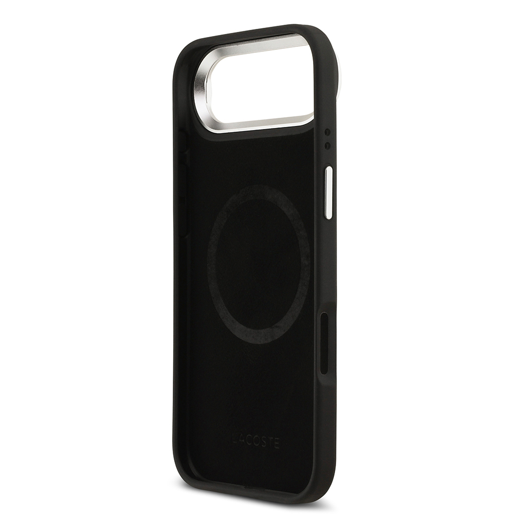 Apple iPhone 17 Air Case Lacoste Original Licensed M-safe Charging Feature PU Pique Pattern Stand Metal Logo Cover - 16