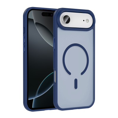 Apple iPhone 17 Air Case M-safe Charging Feature Matte Back Surface Zore Sio Cover Navy blue