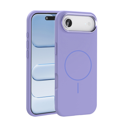 Apple iPhone 17 Air Case M-Safe Charging Feature Metal Camera Frame Zore Edi Silicone Cover Lila