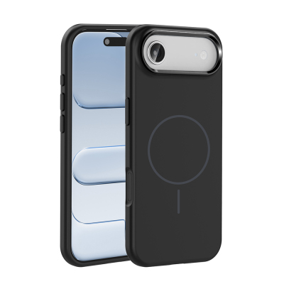 Apple iPhone 17 Air Case M-Safe Charging Feature Metal Camera Frame Zore Edi Silicone Cover Black