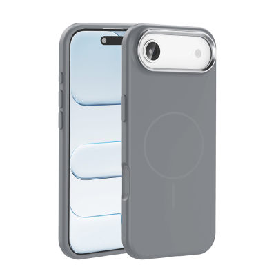 Apple iPhone 17 Air Case M-Safe Charging Feature Metal Camera Frame Zore Edi Silicone Cover Titanyum-Gri