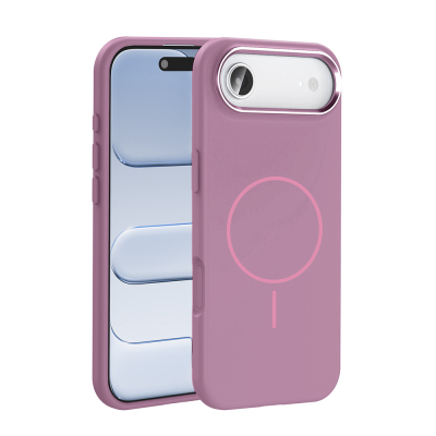 Apple iPhone 17 Air Case M-Safe Charging Feature Metal Camera Frame Zore Edi Silicone Cover Purple