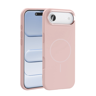 Apple iPhone 17 Air Case M-Safe Charging Feature Metal Camera Frame Zore Edi Silicone Cover Rose Gold