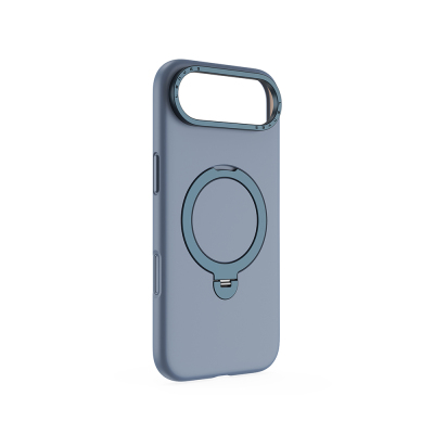 Apple iPhone 17 Air Case M-safe Charging Feature Metal Stand Liquid Silicone Lenses CK223 Cover Blue