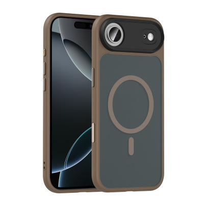 Apple iPhone 17 Air Case Matte Back Surface Wireless Charging Feature Zore Flet M-safe Cover Desert Titanyum