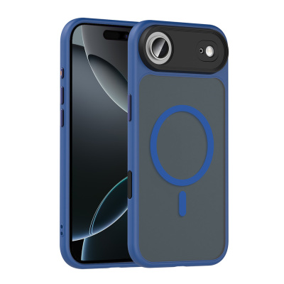 Apple iPhone 17 Air Case Matte Back Surface Wireless Charging Feature Zore Flet M-safe Cover Navy blue