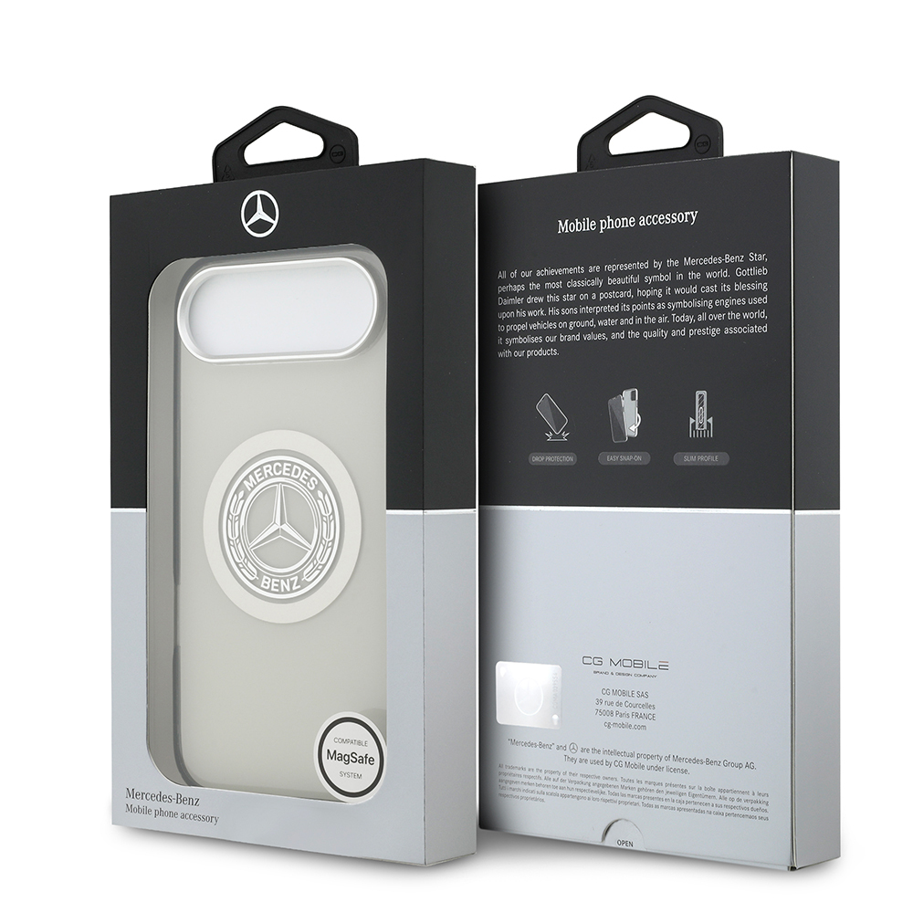 Apple iPhone 17 Air Case Mercedes Benz Original Licensed M-Safe Charging Feature Dual Layer PC Nostalgic Star Design Cover - 17
