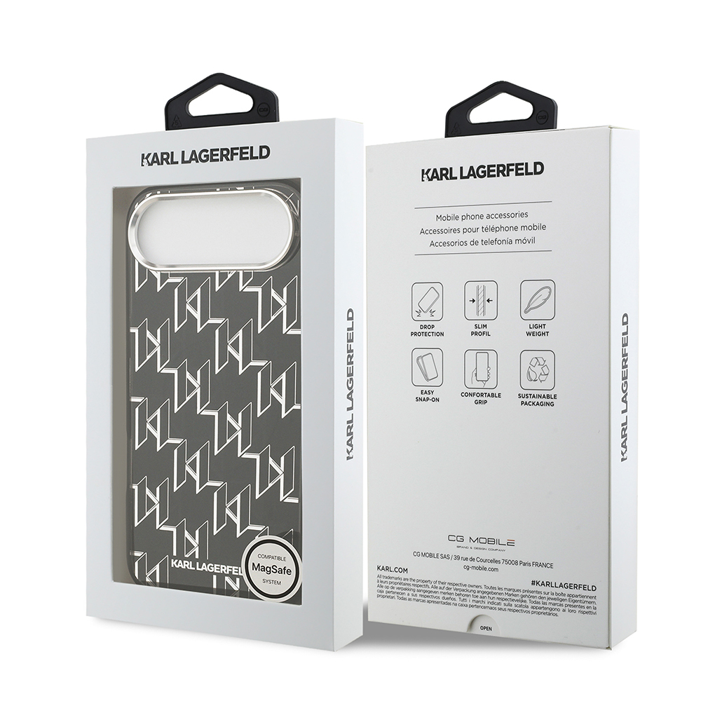Apple iPhone 17 Air Case Original Licensed M-Safe Charging Feature Karl Lagerfeld IML Printed Monogram Design Cover - 9